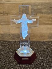 His Heavenly Grace Illuminated Glass Cross w/ Jesus Image - Bradford Exchange picture