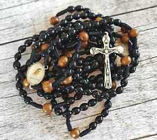 20 Decade Rosary Sacred Mysteries Twenty Rosary black WOOD beads 53inc Habet picture