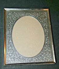 Vintage CARR SILVER Tone Metal Picture Photo Frame Oval Ornate Floral Mat picture