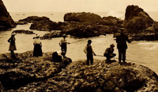 C.1910 RPPC NORTH BEACH WA FISHING PACIFIC OCEAN, CLASSIC ATTIRE Postcard P10 picture
