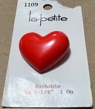Very Nice Large Chunky Red HEART 3D Realistic Button 1 1/4” La Petite Card picture