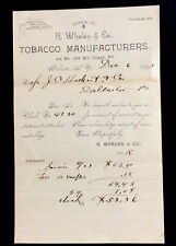 1893 bill head Rochester New York  R Whalen & co tobacco manufacturers #b9 picture
