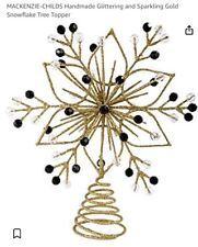 MACKENZIE CHILDS Golden Sparkling  Snowflake CHRISTMAS TREE TOPPER - Retired picture