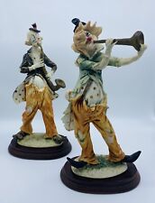 2 Vintage 1980s Pucci Arnart Hobo Clown Figurines Hand Painted Wood Base picture