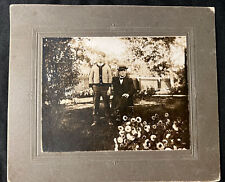 c1900 Dapper Father and Son sitting Outdoors in the Garden Cabinet Card Photo picture