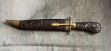 13” Antique Vintage Knife Blade Hand Carved Wooden Sheath 8” Blade picture