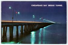 Night View Chesapeake Bay Bridge Connecting Virginia Beach & Virginia Postcard picture