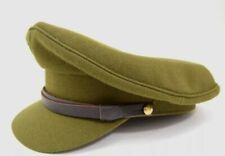 WWII British Army Khaki Peak Cap 1940's Officer Style Dress Uniform Military Hat picture