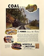 Vintage 1942 Magazine Print Ad WWII Norfolk & Western Railway Coal Power Fuel picture