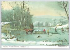 Holiday~Winter In The Country Group Getting Ice~Continental Postcard picture