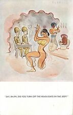 Postcard 1944 Exotic Dancer Jeep headlights Soldiers comic humor TP24-4835 picture