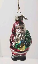 Christmas Santa & Tree Ornament Hand Blown Glass Thomas Pacconi Classics picture