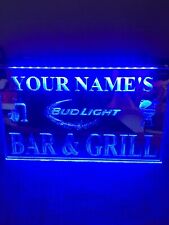 Bar And Grill Beer PERSONALIZED Custom MIRRORED Led Neon Light Sign man cave  picture