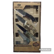 NEW Mossy Oak 4 pack Variety Fixed Blade Knife Box Gift Set with Sheaths 7 Inch picture