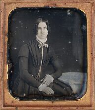 Pretty Light Eyed Young Lady Curled Hair Gold Chain 1/6 Plate Daguerreotype T320 picture