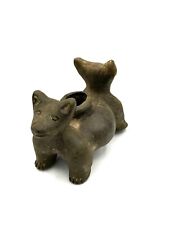 Vintage 1974 Mexican Pre-Columbian Style Colima Two-Headed Dog  Pottery Vase 6x3 picture