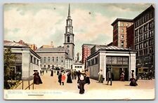 Boston Park Street Entrance to Subway Vintage Postcard picture