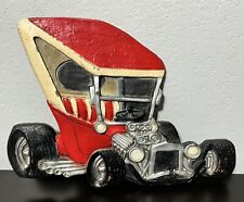 Vintage HODA 1976 Red Hot Rod Car Wall Plaque Man Cave Garage Decor picture