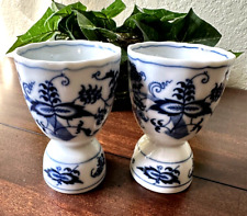Set/2 vintage Blue Danube Japan Porcelain Double Egg Cups Blue Onion 3 3/4