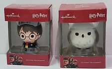 HALLMARK 2017 HARRY POTTER HEDWIG OWL & HARRY CHRISTMAS TREE ORNAMENTS  2PCS picture
