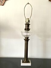 Vtg-Mid-Century Paul Hanson Hollywood Regency Marble Brass Lamp Kerosene Style picture