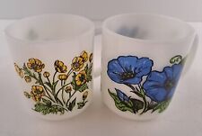 Set of Vintage GLASBAKE Milk Glass Coffee Mug  Buttercup and Morning Glory picture