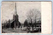 1908 LEWES DELAWARE ST PETERS CHURCH DODSON & CHAMBERS DRUGGISTS POSTCARD picture