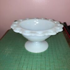 Vintage Anchor Hocking Old Colony Open Lace Edge Milk Glass Compote picture