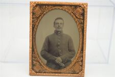 Antique Civil War Photograph Soldier 1/4 Plate Ambrotype Ruby Glass with Brass picture