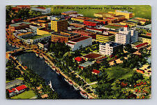 c1962 Linen Postcard Fort Lauderdale FL Florida Aerial View of Downtown picture
