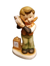 Vintage Hummel Like Figure Painted 1950's Style Boy Listening To Clock Japan picture