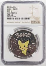 2002 Niue Pokemon Coin - PICHU Colorized NGC MS68 picture