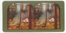 c1900's Colorized Stereoview Our Snug Camp in the Foot Hills  Camp Site in Woods picture