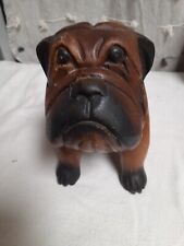 Bull dog Hand Carved Wooden  Figurine 8 x 7x4 picture