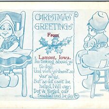 c1910s Lamont, IA Christmas Greetings Child Speak Trad Clogs Witt Postcard A68 picture