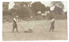 RPPC Vintage Real Photo Postcard Of Men Cutting Lawn Antique picture