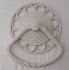 HomCo Vintage White Bathroom Towel Ring Rack Holder 1970s Faux Wicker Retro picture