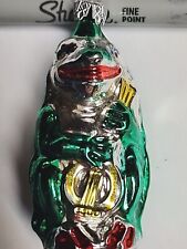 Vintage Frog playing Mandolin glass ornament painted West Germany picture