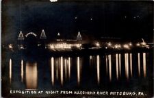 RPPC Pittsburg PA Pennsylvania Exposition Night Allegheney River Postcard picture
