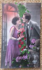 VINTAGE NOS EARLY 1900'S ROMANTIC COUPLE TINTED RPPC POSTCARD picture