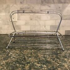 VTG MCM Silver Metal Wire Caddy Carrier Tray for 8 Tumblers Glasses Barware picture