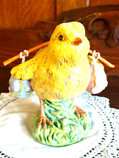 Yellow Easter Chick w 2 Eggs Melrose Resin Figurine Glitter 5.5