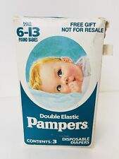 NEW OLD STOCK VINTAGE PAMPERS 1981 Promotional SAMPLE BOX OF 3 DIAPERS NEWBORN picture