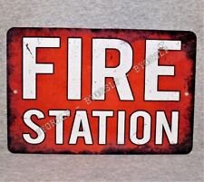 Metal Sign FIRE STATION department brigade rescue engine firefighter EMS truck picture