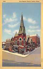 Dallas Texas 1940s Linen Postcard First Baptist Church  picture