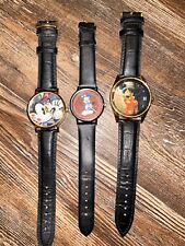 VINTAGE Mickey Mouse Disney Movie watch lot of 3 leather NICE  picture