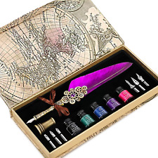NC Quill Pen Ink Set,Feather Pen Set Includes 5 Bottles of Ink and 6 Replaceable picture