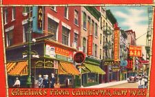 Postcard NY New York City Chinatown Greetings Linen Unposted Vintage PC J2173 picture