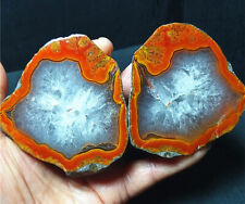 RARE 1 pair 331.3g Natural Warring States Red Agate Crystal Healing A2738 picture
