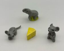 Miniature Vintage Ceramic Tiny Mouse Figurines With Cheese Elephant Dollhouse picture